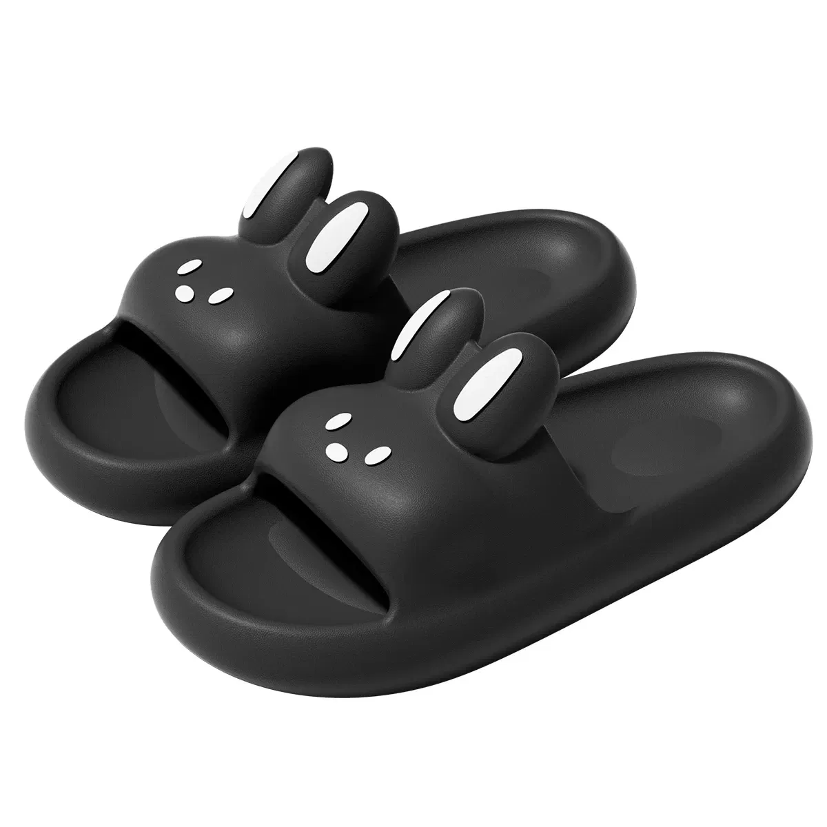 Color: black, Shoe Size: 40 - Pillow Rabbit Slippers for Women and Men | House Slides Shower Sandals | Extremely Comfy | Cushioned Thick Sole