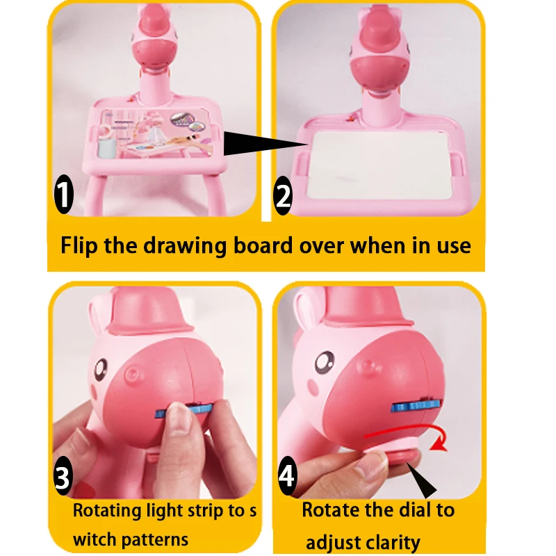 Color: Yellow - Children led projector drawing table toy painting set table educational board learning tools painting toys for children