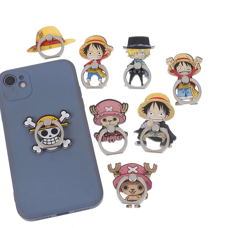 Color: Yellow - Anime One Piece Mobile Phone Stand Holder Finger Ring Chopper Luffy Phone Ring Buckle Bracket For IPhone Huawei Xiaomi All Phone