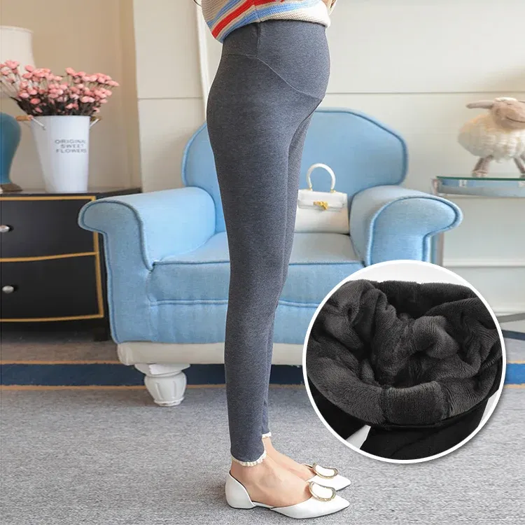 Color: black, Maternity Size: M - Winter Pregnant Women Black Leggings for Maternity Warm Soft Velvet Pants Pregnancy Inner Wool Clothes Ropa Mujer Embarazada