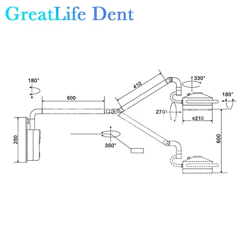 GreatLife Dent Wall-Mounted 36w 12Leds Lamp Dental Oral Light For Dentistry Clinic Operation Shadowless Surgical Lamp