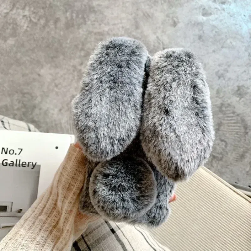Color: SKY BLUE, Material: Wood - Warm Plush Rabbit Fluffy fur Cover for Samsung A15 A25 A35 A55 A14 A24 A34 A54 A13 A23 A33 A53 A12 A22 A32 A52 A51 Phone Case