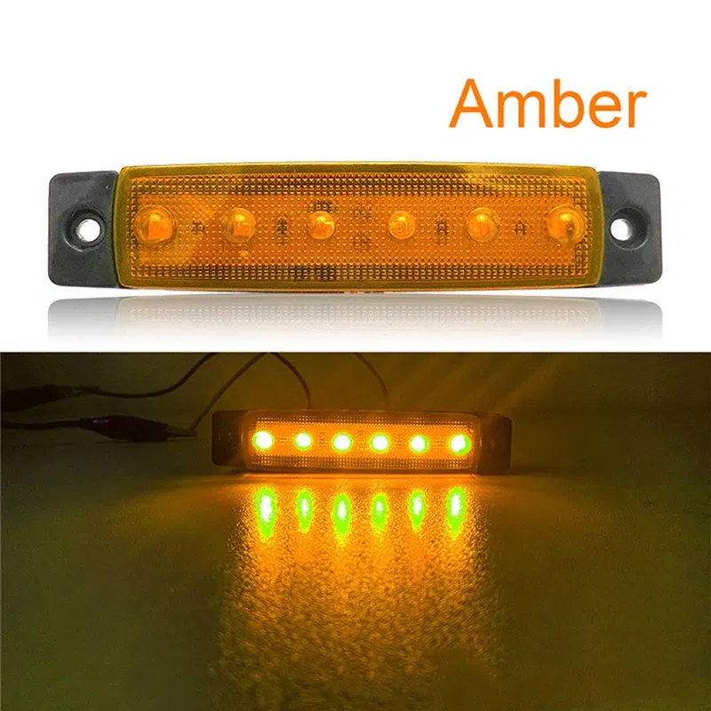 Emitting Color: green - 1Pcs Truck Trailer Side Marker Indicators clearance Light Car Brake Rear Highlight Tail Light 6LED 12V/24V Warning Signal Lamp