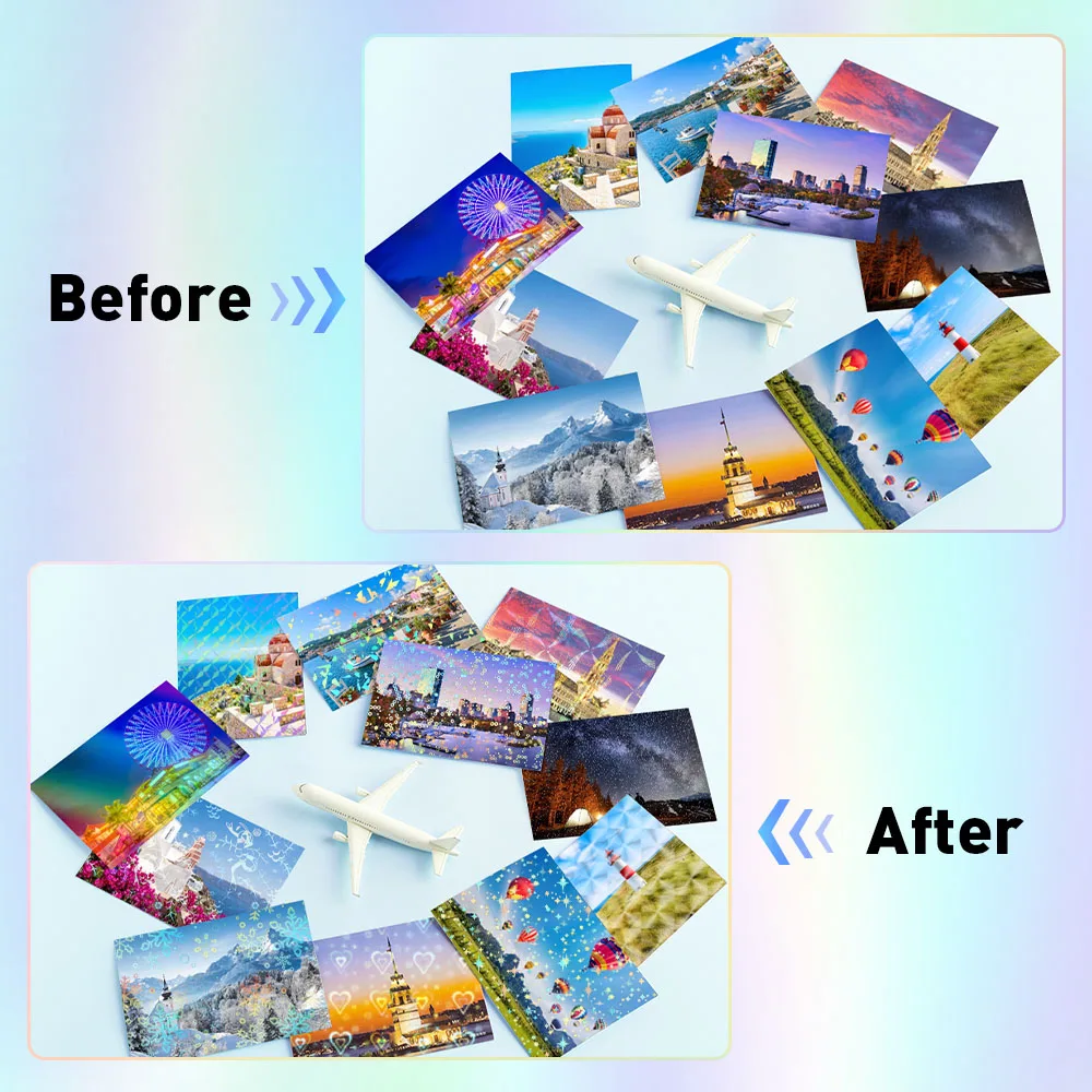 Color: light yellow - 10 Sheets Cold Laminating Film Paper A4 Sheet Self Adhesive Sticker Protect Photo Waterproof Transparent Star Lamination Film
