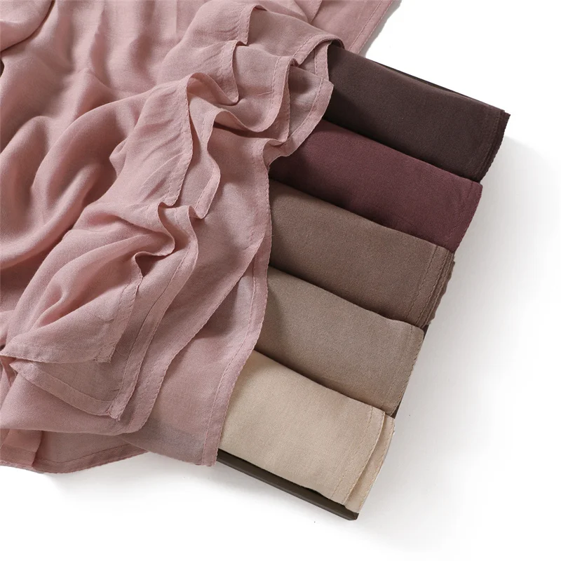 Color: Beige - Ramadan Solid Color Big Size Cotton Rayon Hijab Scarf Women Muslim Headscarf Wraps Shawls Femme Musulman Headband Islamic Turban
