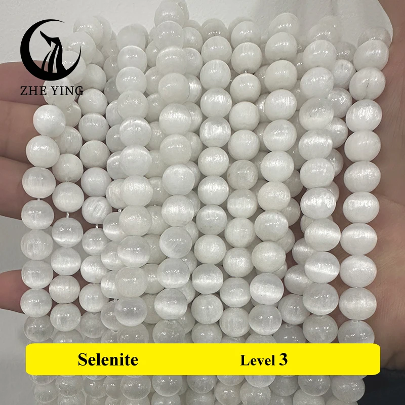 Color: DEEP BLUE, Item Diameter: 8mm - 5A Genuine Natural Selenite Stone Near-round Loose Gemstone Beads 6 8 10mm Pick Size Bracelet Necklace Accessories