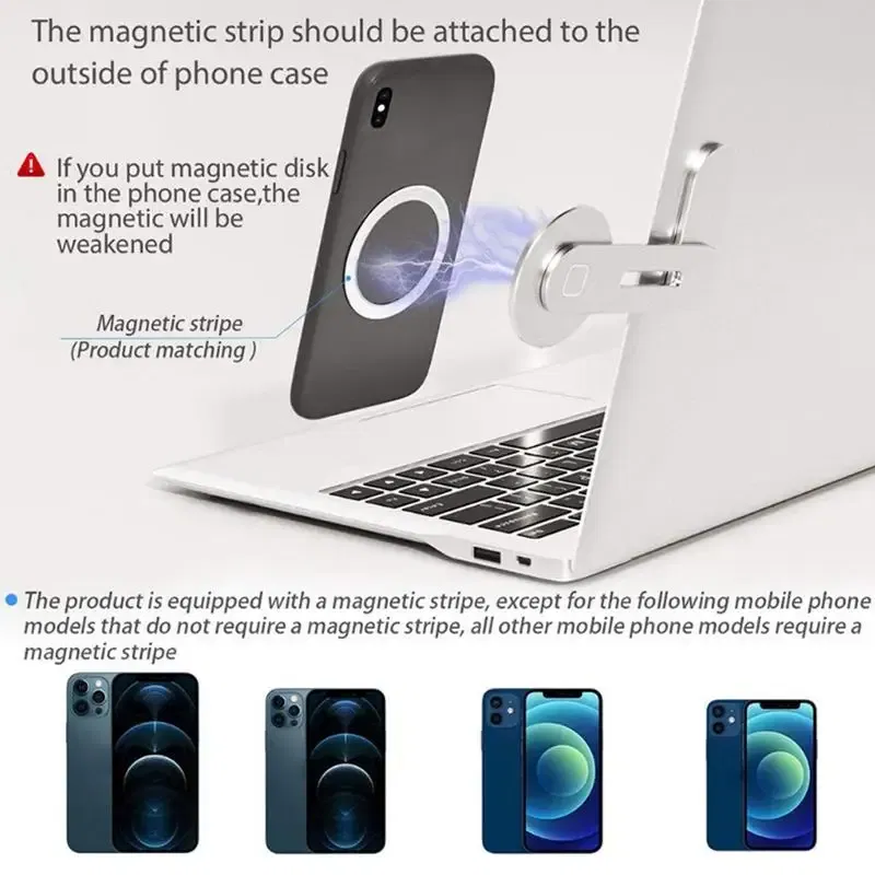 Color: Black, Ships From: United States - Laptop Phone Holder Magnetic Mobile Phone Stands Foldable Computer Expansion Bracket Slim Portable Monitor Side Mount For Office