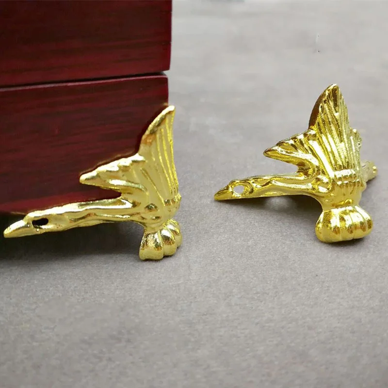 Wooden Black Gold Alloy Furniture Legs Retro Metal Jewelry Gift Wood Box Feet Leg Corner Protector Home Decorative Accessories