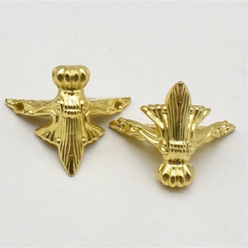Wooden Black Gold Alloy Furniture Legs Retro Metal Jewelry Gift Wood Box Feet Leg Corner Protector Home Decorative Accessories