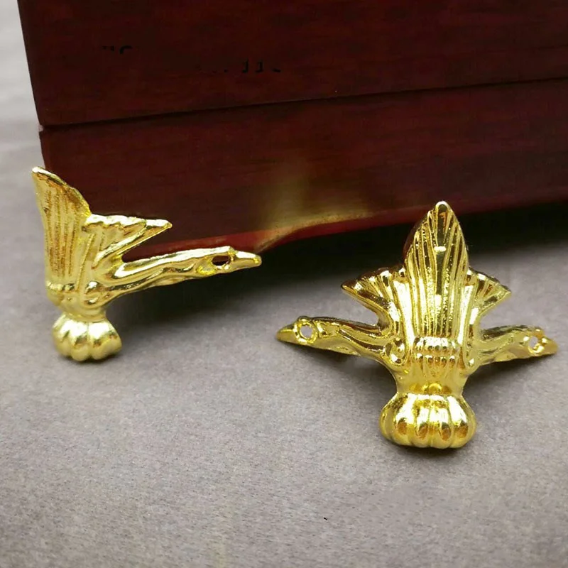 Wooden Black Gold Alloy Furniture Legs Retro Metal Jewelry Gift Wood Box Feet Leg Corner Protector Home Decorative Accessories