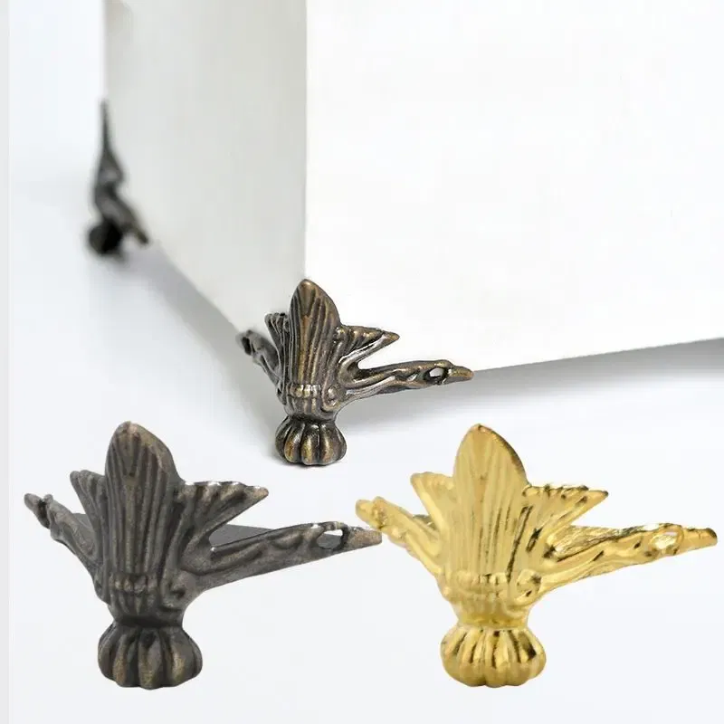 Wooden Black Gold Alloy Furniture Legs Retro Metal Jewelry Gift Wood Box Feet Leg Corner Protector Home Decorative Accessories