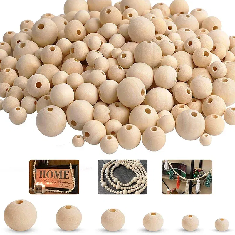 Color: PINE, Wood Diameter: 19-20cm - 2-500Pcs Natural Wooden Beads with Holes 4-30mm Round Spacer Wooden Bead Ball Loose Wood Bead Charm for DIY Handmade Accessories