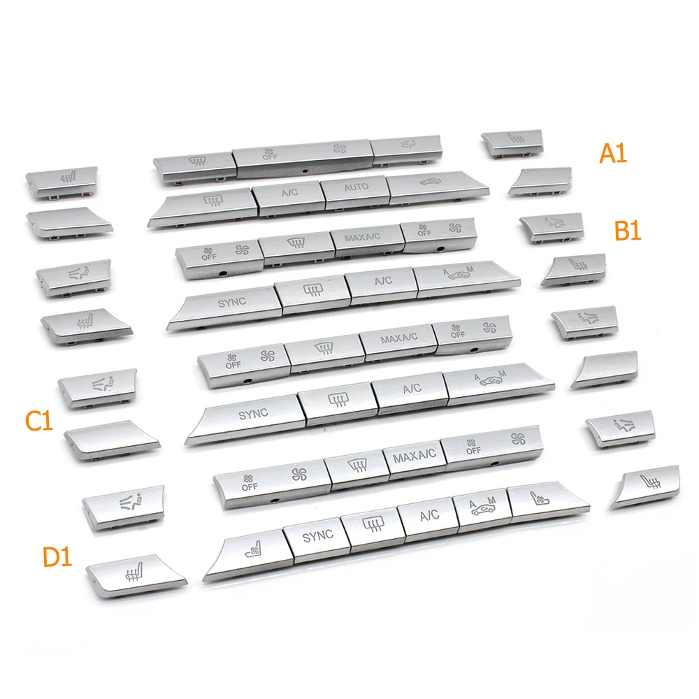 Color Name: Orange - Silver Dashboard Air Conditioner Ac Buttons Cover Caps Repair Kit For BMW 5 6 7 Series X5 X6 F10 F11 F06 F12 F01 F02 F15 F16