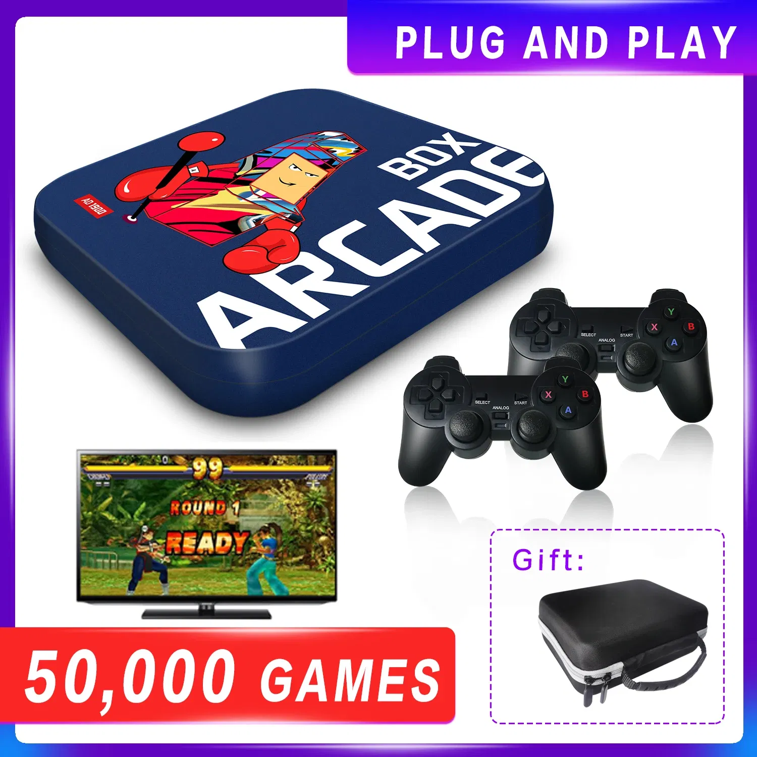 Color: Green, Bundle: Bundle 2 - Arcade Box Retro Game Console for PS1/PSP/N64 Built-in 50 Emulator Video Game Console TV Box Classic Game Box with Controller