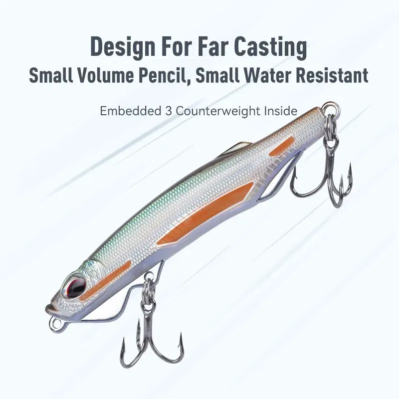 Size: 40mm, Color: Yellow - Kingdom Fishing Lures Sinking Pencil 11g 16g 22g Far Casting Wobblers Artificial Hard Baits Fishing Tackles Lure For Pike Bass