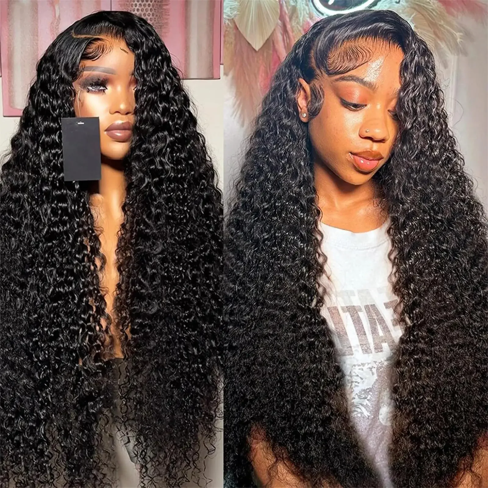 Color: #10, Ships From: CHINA, Stretched Length: 34inches, Density: 100% - Curly Human Hair Wigs For Women Water Wave Lace Front Wig 13x4 13x6 Lace Frontal Deep Wave Wig 100% Human Hair Hd Lace Wigs