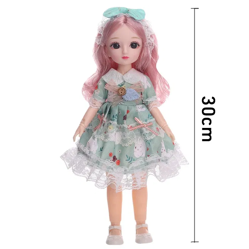 Color: Pink - 30CM BJD Doll Clothes Girl Dress Up Makeup DIY Toys  Accessories Dress Princess Doll House Set Children Humanoid Doll Girl Gifts