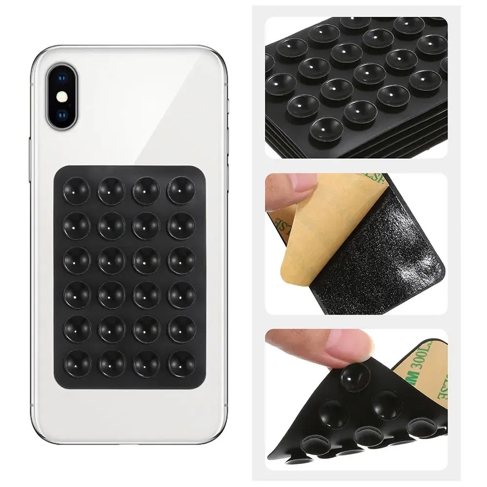 Color: Dark Khaki - Silicone World Square Silicone Mobile Phone Fixing Suction Cup Car Mounted Bracket Phone Case Universal Anti Slip Suction Cup