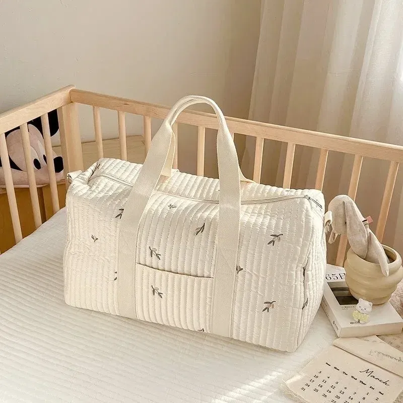 Color: Blue - New Embroidered Mom Bag Storage Bag Large Capacity Mommy Travel Bag Fashion Multi-functional Handbag Lightweight Diagonal
