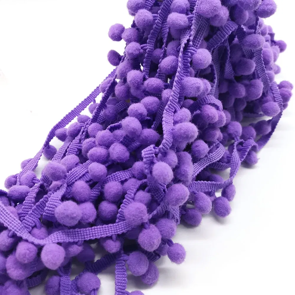 Color: Dark Coffee, Size: M - 1-5yard Pom pom Fringe Lace Ribbon Pompom Trim Ball Fabric DIY Sewing Tassel Lace Kintted Fabric Handmade DIY Craft Accessorie
