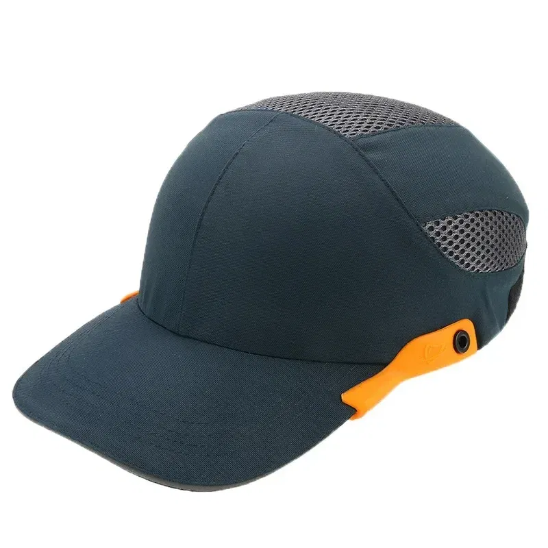Color: Brown - Safety Bump Cap with Reflective Stripes Lightweight and Breathable Hard Hat Head Helmet Workplace Construction Site Hat Black