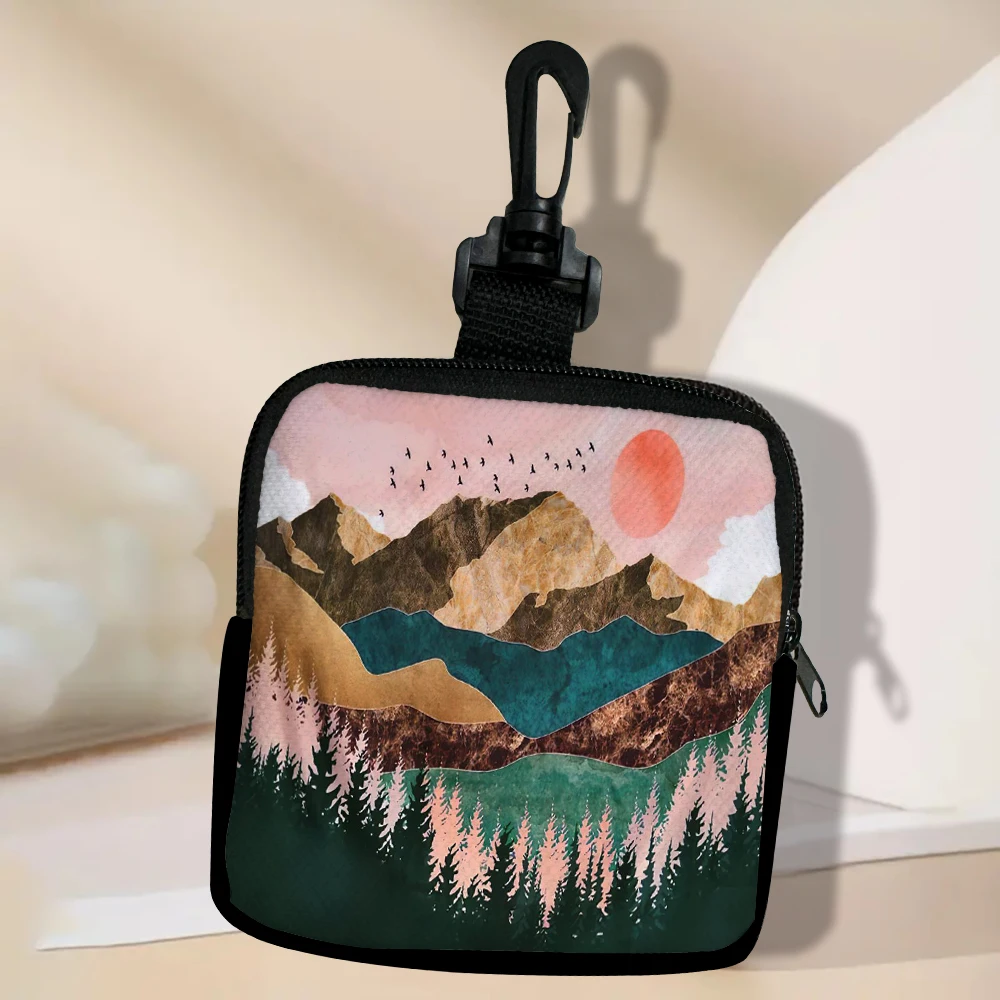 Color: Blue - Mountain Forest Sunset Fashion Coin Purse Woman Small Change Money Bags Holder Wallet Mini Pouch Souvenir 8.1