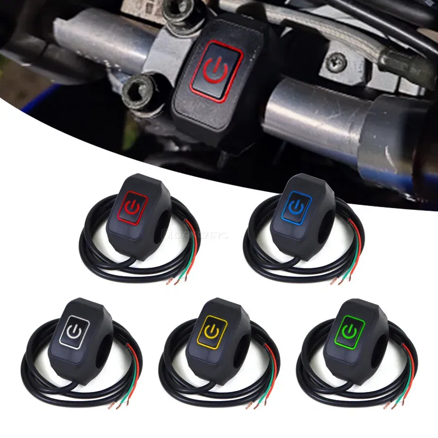 Color: Army Green - Motorcycle Handlebar Switch with LED Light 7/8'' 22mm Momentry Buttton for Electric Star Kill Waterproof Control Switch Button