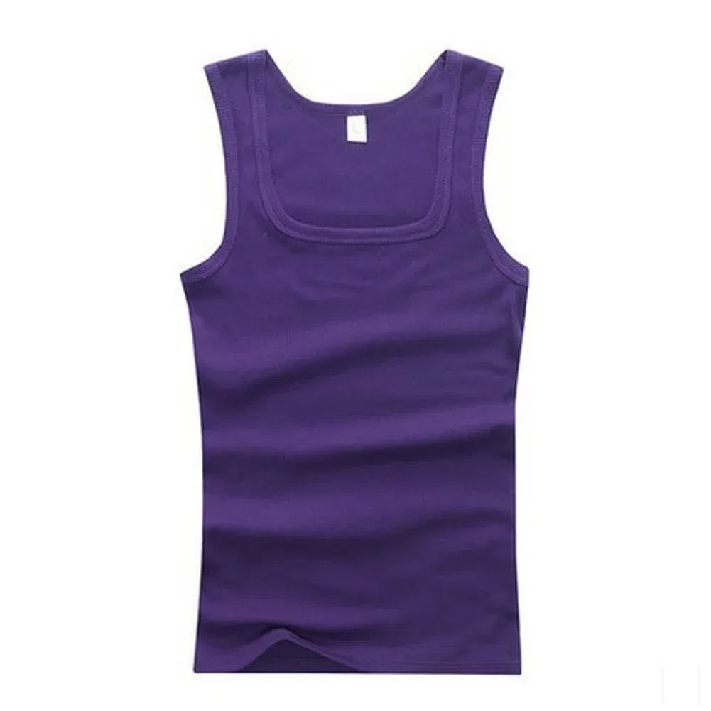 Color: PURPLE, Size: M - 2024 Summer Plus Size Men Clothing Tank Tops Black White Gray Singlets Sleeveless Fitness Men Vest Casual Bodybuilding Vest New