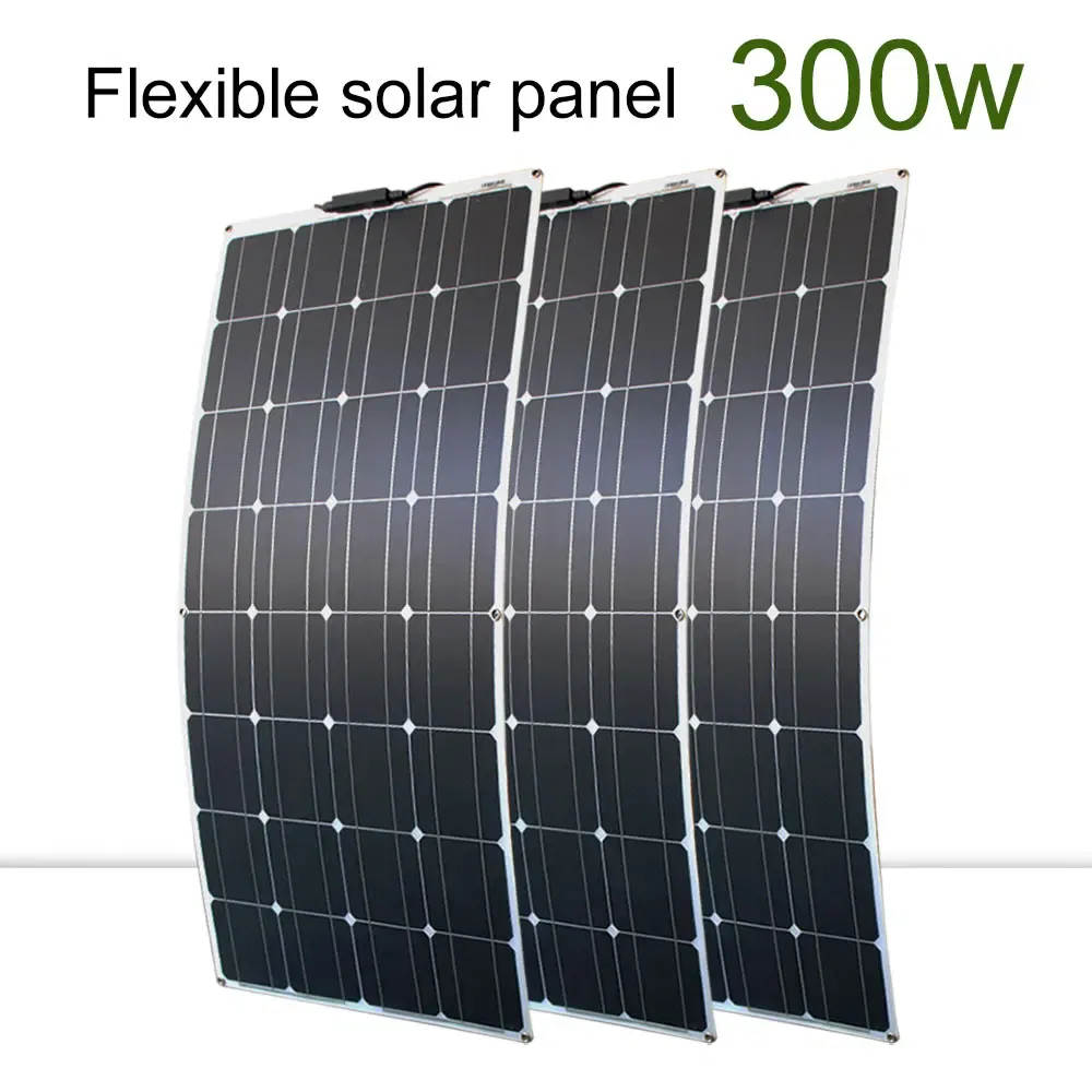 Color: Tawny, Ships From: CHINA - New Solar panel kit and 300w 200w 100w flexible solar panels 12v 24v high efficiency battery charger module