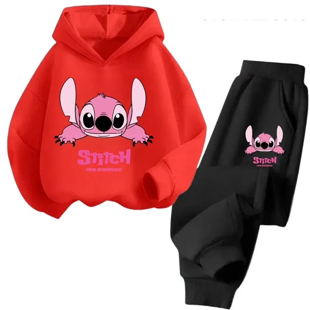 Color: Brown, Kid Size: 7 - Children Hoodies Stitch Kawaii Fashion Pullover Sweatshirt Anime Trucksuit Manga Cartoons Girls Boy Kids Autumn Casual Clothes
