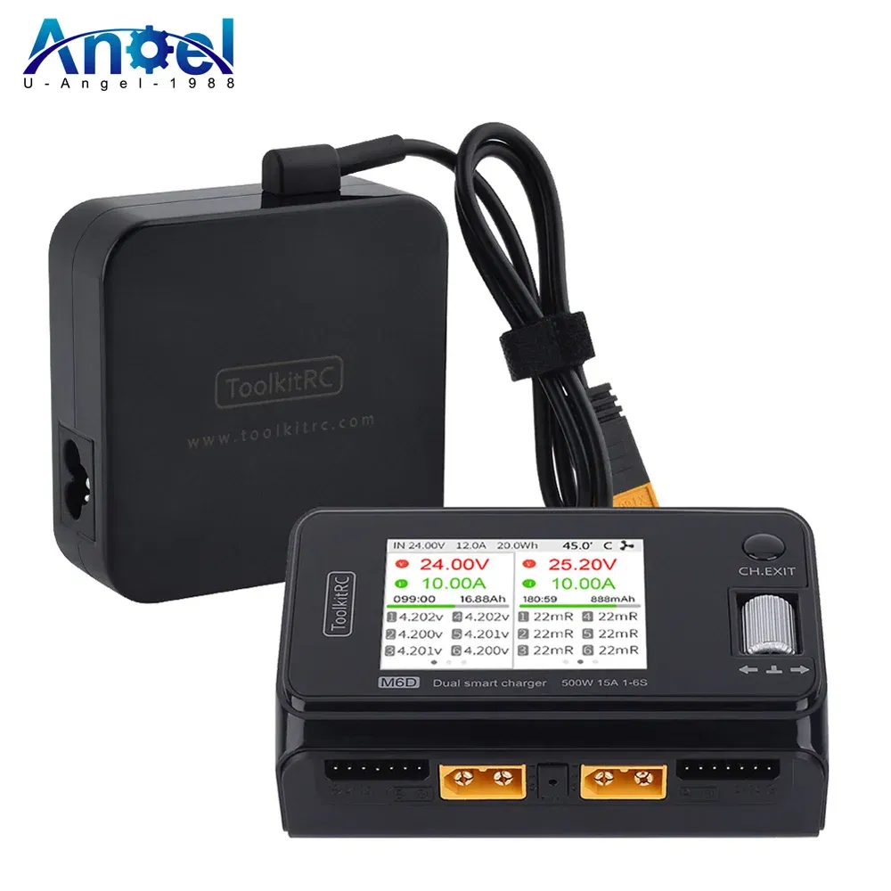 Color: PURPLE - ToolkitRC M6D 500W 15A DC Dual Channel MINI Smart Charger Discharger with Power Supply For 1-6S Lipo Battery FPV Model Vs M8