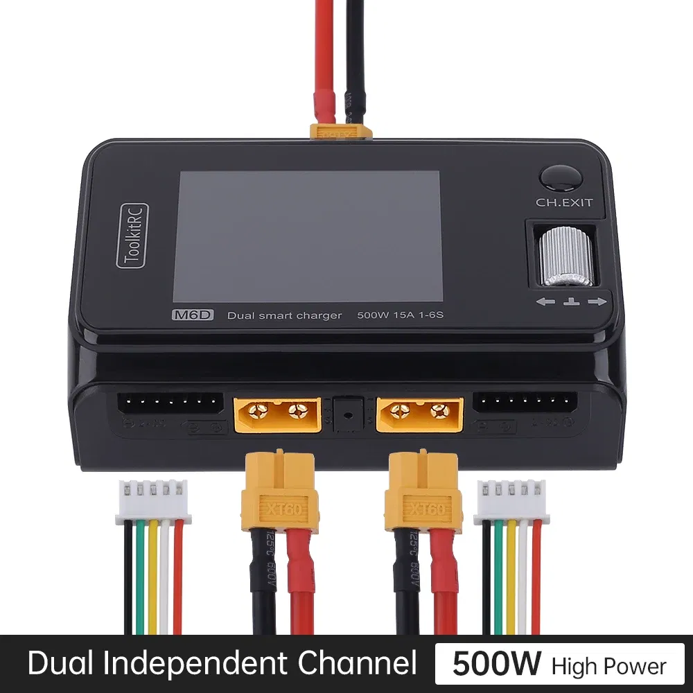 Color: PURPLE - ToolkitRC M6D 500W 15A DC Dual Channel MINI Smart Charger Discharger with Power Supply For 1-6S Lipo Battery FPV Model Vs M8
