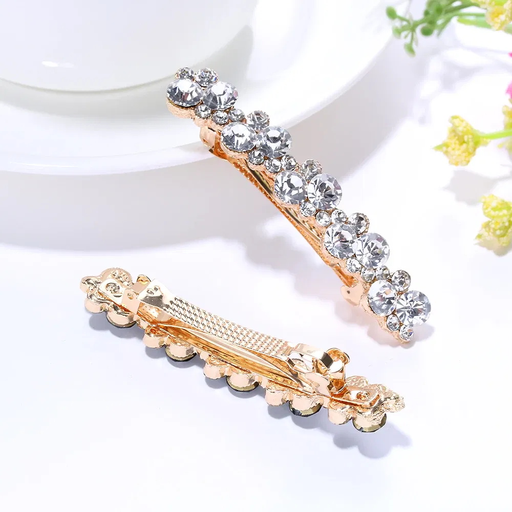 Color: Gold - Hot Sale 5 Colors Korean Crystal Pearl Elegant Women Barrettes Hair Clip Hairgrips Hairpin Girls Hair Accessories Dropshipping