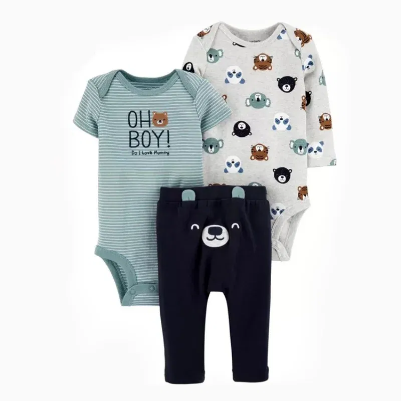 Color: Gold, Ships From: CHINA, Kid Size: 12M - 3PCS Baby Boy Clothes Autumn Newborn Baby Clothes Bodysuits+Pants Animal Outfit Infant Pajama Pure Cotton Sets 0-24M Jumpsuit
