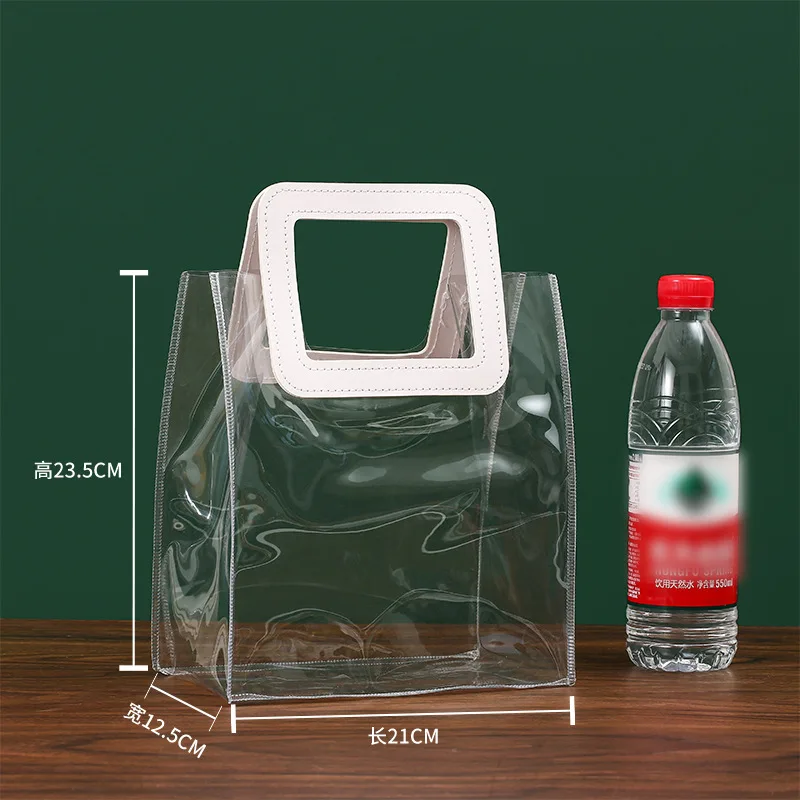 Color: Deep Sapphire, Gift Box Size: Other - 1PC Clear Candy Handbag PVC Gifts Cosmetics Bag Transparent Souvenir Packaging Bags Tote Xmas Birthday Wedding Party Supplies