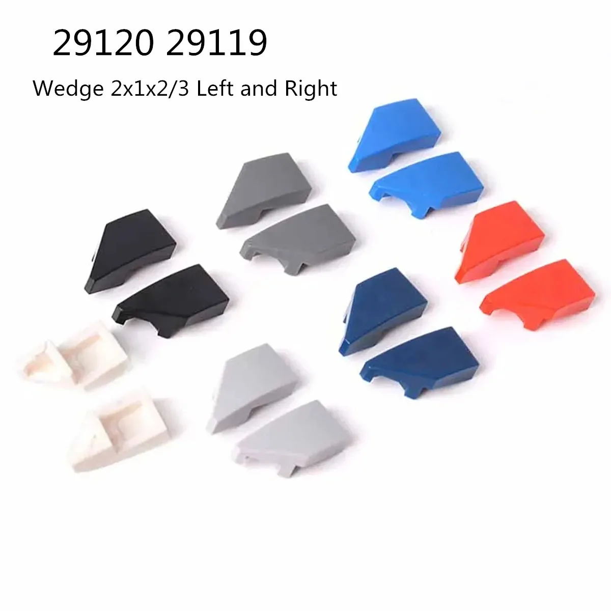 Color: Light Grey - 20 Pair Buildings Blocks 29120 29119 Wedge 2x1x2/3 Left and Right Bulk Modular GBC Toy For High-Tech MOC Set