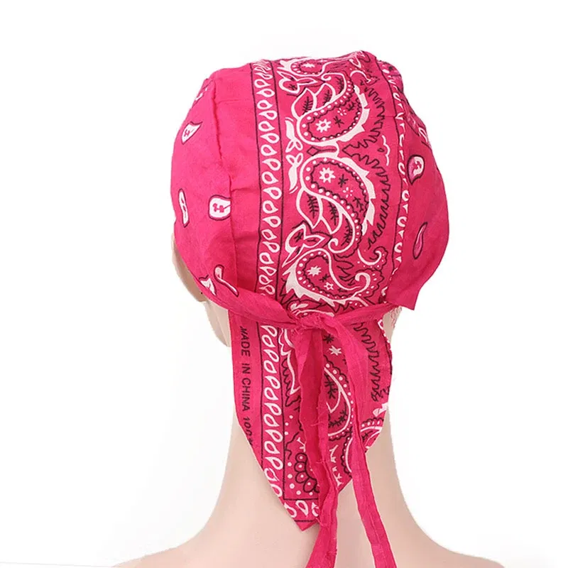 Color: GRAY - Cotton Cycling Pirate Bandana Men Women Headwraps Bike Headband Headcloth Sweat Wicking Beanie Hip-hop Turban Head Scarf