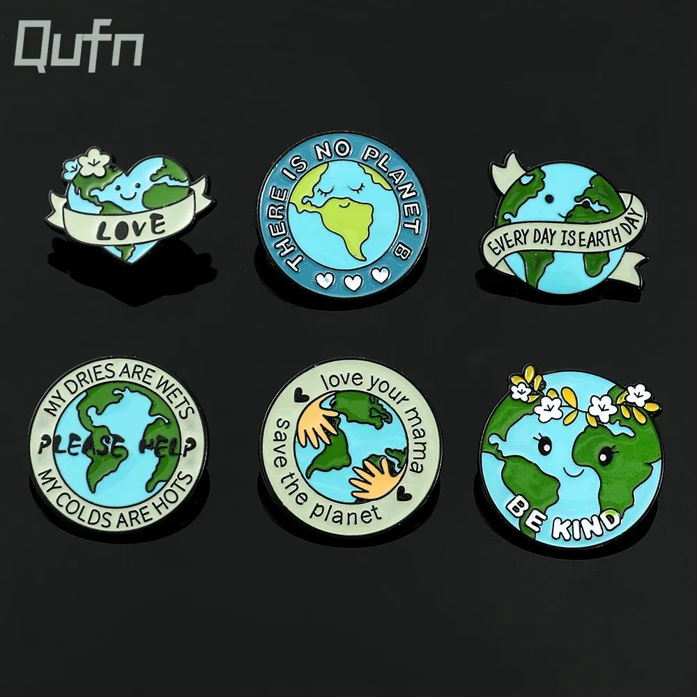 Metal color: SILVER PLATED, Ships From: CHINA - Protect Your Home Enamel Pins "Save The Planet" Sign Green Wreath Home Brooch Protect Ecology Environment Accessories Badge