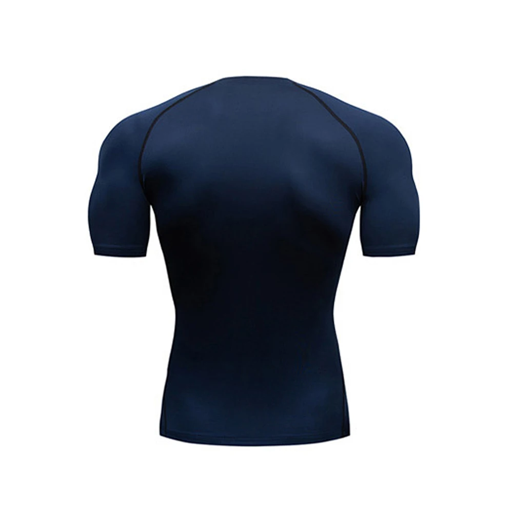 Color: Navy Blue, Size: XXXL - Men's Athletic Compression Shirts Athletic Quick Dry Breathable Rash Guard Athletic Tight Workout Tops Summer Men