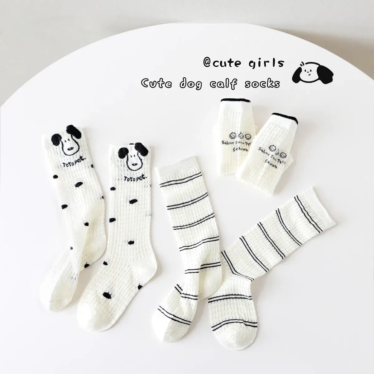 Color: black, Size: 7-9T - 3 Pairs Summer Girls Socks Long Tube Socks Baby Soft Cotton Knee Socks Sweet Flower Pattern