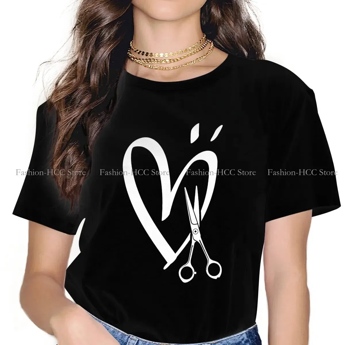 Color: WHITE, Size: S - Royal Craft Print TShirt Barber Hairdresser Fashion Trend Hairstyle Basic Polyester T Shirt Women Tops Individuality