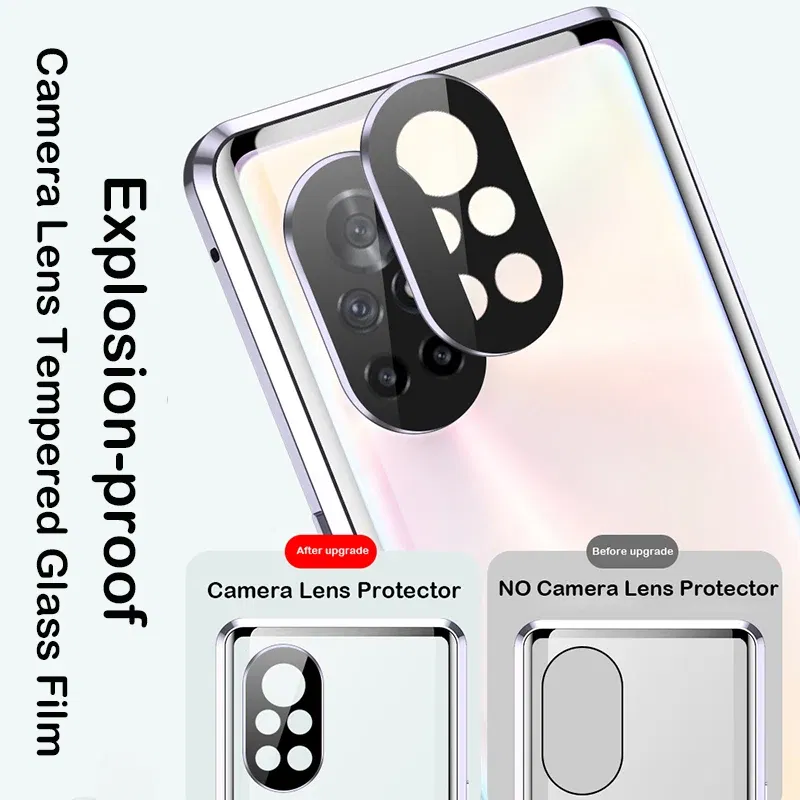 Color: Black, Material: ABS - Phone Case Shell Double sided Protection Cover For Huawei P30 Pro P40 Pro Plus P40 Lite 5G Magnetic Adsorption Phone Sleeve bag