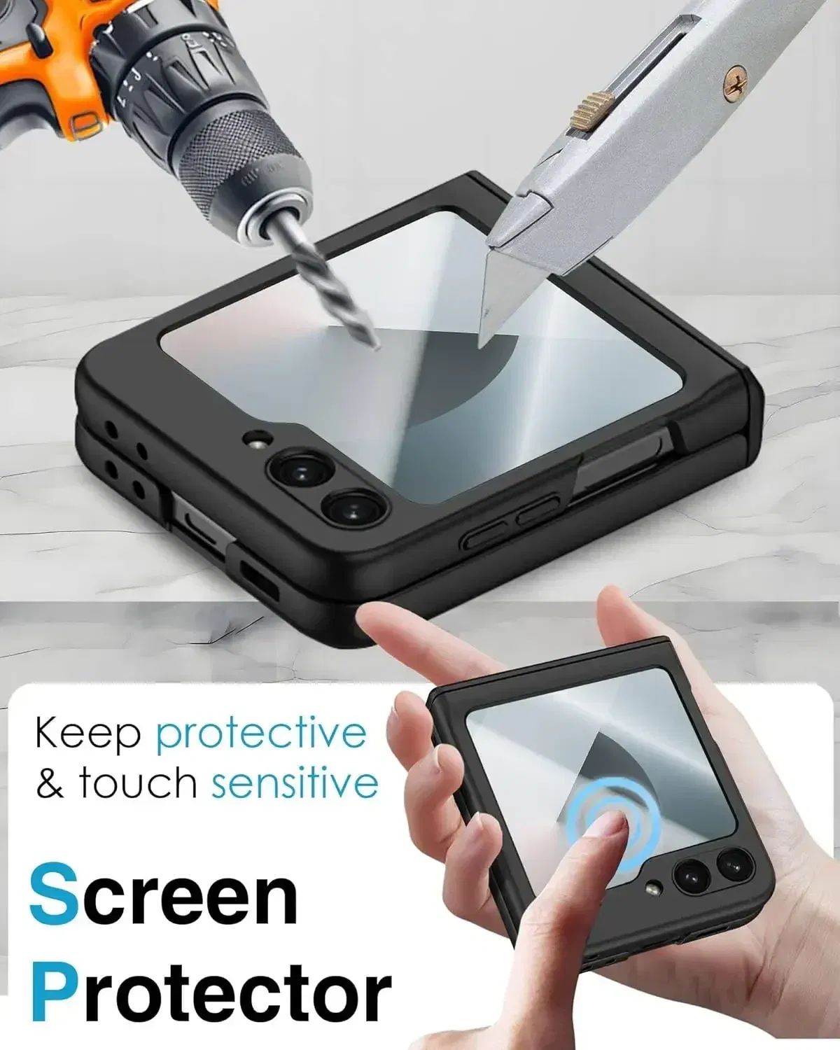 Color: SKY BLUE, Bundle: Case & Screen Protector - For Samsung Galaxy Z Flip 6 Magnetic Phone Case with Stylus Pen Hinge Protection Drop-Proof Protective Shell for Z Flip6 Covers