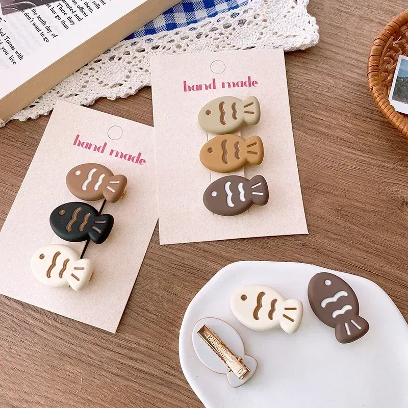 Color: Green - 3pcs Cute Cartoon Small Fish Hairpins Children Korean Style Sweet Y2k Girls Colorful Mini Hair Clips Hair Accessories Wholesale