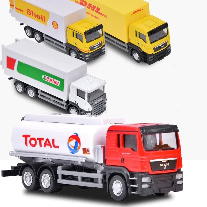 Color: black - MAN Scania Shell Total bp Castrol Oil Tank Truck Simulation Diecasts & Toy Vehicles RMZ city 1:64 Alloy Car Model Gifts For Boys