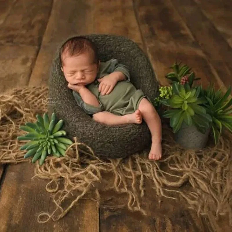 Color: WHITE - Newborn Photography Prop Chunky Burlap Layer Net Hessian Jute Backdrop Blanket Photography Baby Props Photo Props Studio Accesso