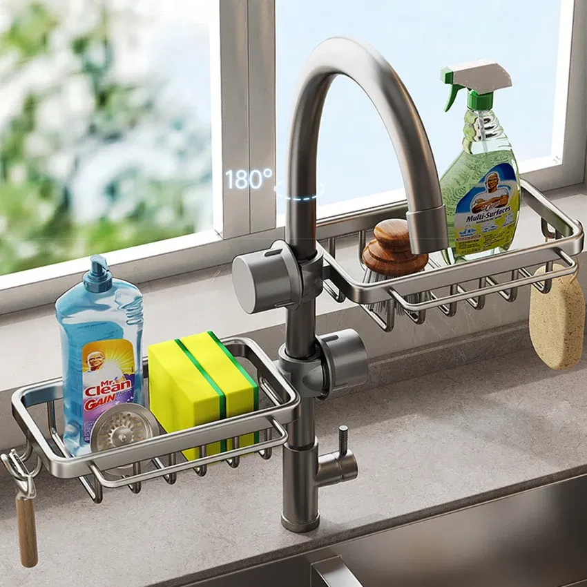 Color: plum - New Rust-proof Kithen Faucet Drainer Rack Sponge Towel Holder Shelf Bathroom Soap Organizer Stand Sink Accessories Storage Stand