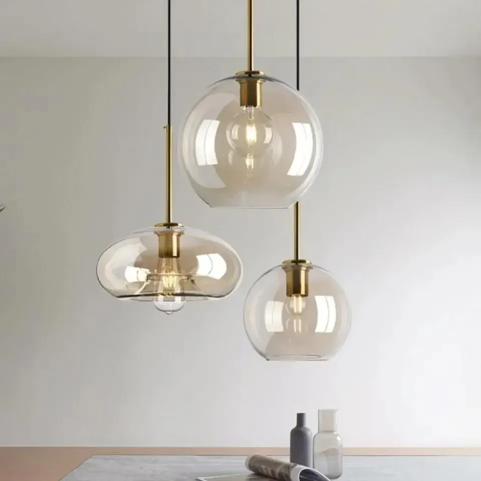 Modern Dining Table Bedroom Bedside Glass Lustre Pendant Lamp Industrial Indoor Lighting Decor Fixture Loft LED Hanging Light