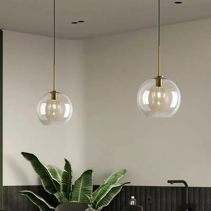 Modern Dining Table Bedroom Bedside Glass Lustre Pendant Lamp Industrial Indoor Lighting Decor Fixture Loft LED Hanging Light