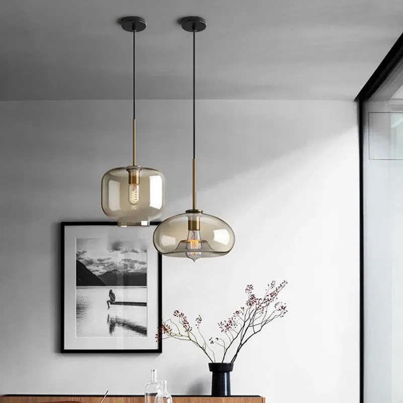 Modern Dining Table Bedroom Bedside Glass Lustre Pendant Lamp Industrial Indoor Lighting Decor Fixture Loft LED Hanging Light